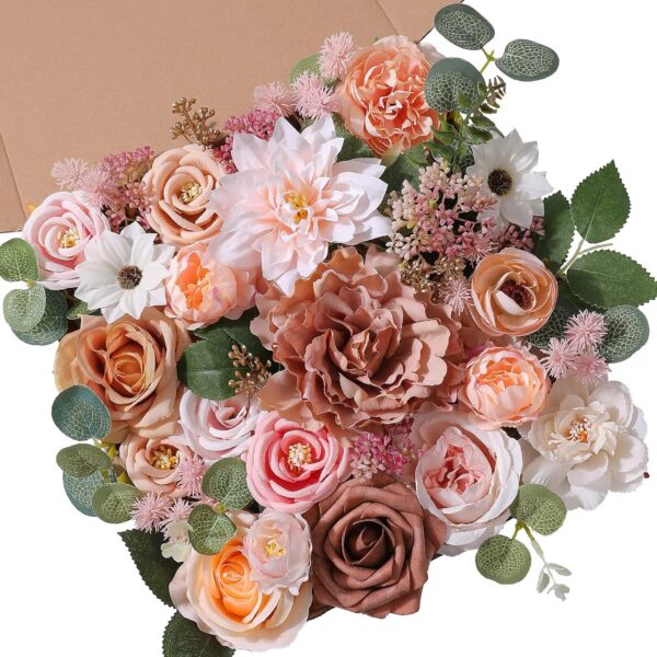 Serra Flora Artificial Christmas Flowers Greenery Combo Box Set Faux Flowers Bulk Flower Leaf with Stems for DIY Tree Ornaments Xmas Wreath Floral Arrangements Centerpieces