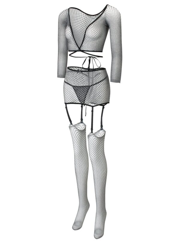 4Pcs Erotic Lace Mesh Lingerie  For Women Set Women Sexy Lingerie Garter Panties Set Sensual Lingerie Sex Suit Porn Exotic Costu