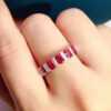 6209ca98f6d0da26 2024 NEW Classic Oval Ruby Full Diamond Couple Ring For Women Geometric Zirconia S Sierd Christmas Gift Party Jewelry