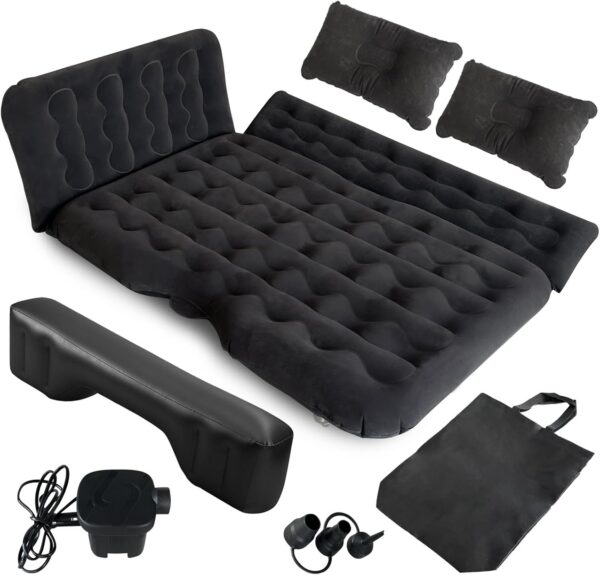 6211f4051b685582 Car Air Mattress Back Seat Inflatable Bed - Inflatable Thickened and Double SUV Air Mattress with Air Pump Portable Foldable Car Bed for Home Car Travel Camping-Black