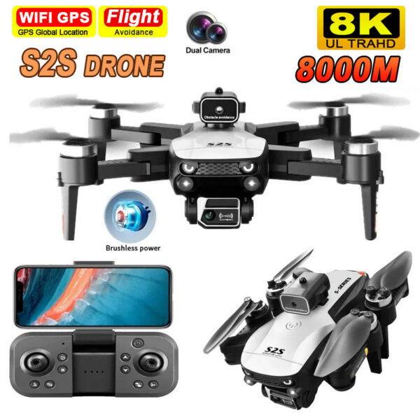 For Xiaomi S2S Drone 4k Profesional 8K HDCamera Obstacle Avoidance Aerial Photography Brushless Motor Foldable RC Quadcopter Toy
