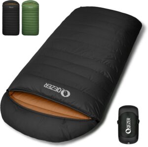 QEZER XXL Down Sleeping Bag,230cm x 100 cm Extra Large Sleeping Bag Lightweight and Warm for 3~4 Seasons Adults Outdoor Camping, Hiking and Backpacking