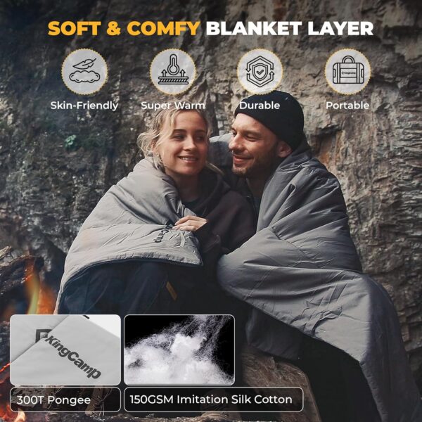 KingCamp 3-in-1 Sleeping Bag for Adults Cold & Warm Weather, XL Size for Big & Tall Individuals, Waterproof, Flannel Lining, Extra Length-Ideal for Camping & Backpacking