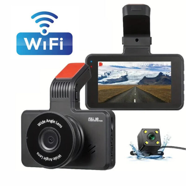 624084ec9bdda926 Hd dashcam wireless WiFi connects front and rear dual lens with reverse video car black box, car DVR, car surveillance camera