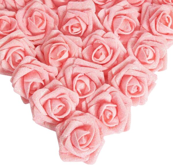 624c0425c7cdad6b IPOPU Artificial Flowers, 25pcs Foam Glitter Roses Glitter Foam Rose Foam Rose with Stem for DIY Wedding Bridal Bouquet Home Party Decoration(Coffee)