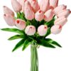 Mandy's 20pcs Yellow Artificial Tulip Silk Fake Flowers 13.5" for Mother's Day Easter Valentine’s Day Gifts in Bulk Home Kitchen Wedding Decorations