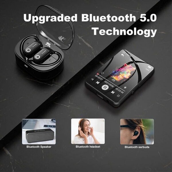 6253d40fc2c4123a 32GB 2.4'' Touch Screen Mp3 BT 5.0, MP3 Player with Built-in HD Speaker FM radio and voice recording