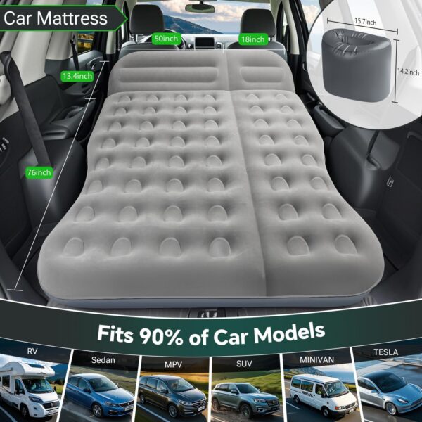 62739928dce3a1f3 SUV Air Mattress, Thickened Flocked Camping Bed for Car Trunk & Back Seat , Includes Electric Pump & 2 Foot Pedals , Portable Inflatable car Mattress (Gray)