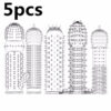 62768a24d987c984 Spike Condoms Penis Extension Sleeves Sex Toys For Men Delay Ejaculation Reusable condoms Enlargement Sperm Lock Cock Ring 5pcs