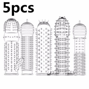 62768a24d987c984 Spike Condoms Penis Extension Sleeves Sex Toys For Men Delay Ejaculation Reusable condoms Enlargement Sperm Lock Cock Ring 5pcs