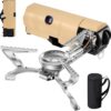 Jargrovs Camping Gaskocher,Portable Gas Camping Stove,Faltbarer Campingkocher mit Tragetasche,2,6 kW Windschutz Gaskocher, kompakter campingkocher gas für Camping,Wandern und Partys (Khaki)
