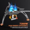WADEO 7200W Windproof Camping Stove, Camping Gas Stove with Piezo Ignition, Two Fuel Canister Adapter, Carry Case, Portable Stove, Backpacking Stove for Outdoor Backpacking Hiking and Picnic
