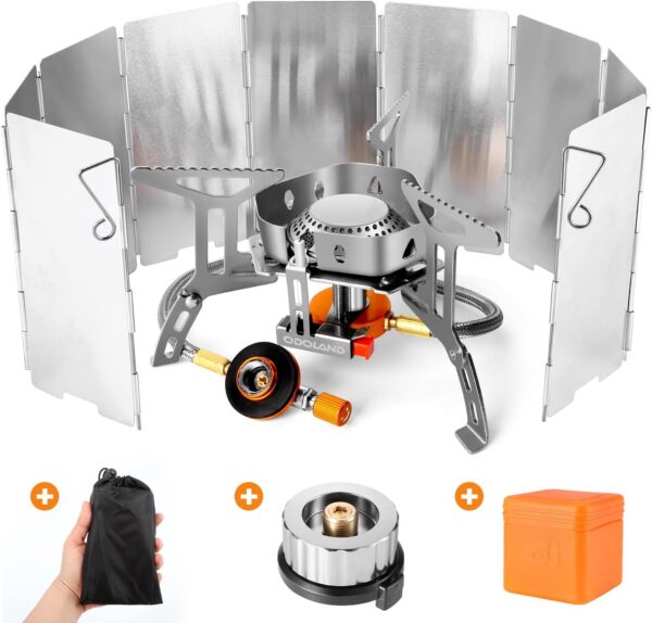 6286e9e0c4bd71e9 Odoland 3500W Windproof Camping Gas Stove Portable Collapsible Outdoor Camping Stove with Piezo Ignition Backpacking Stove for Outdoor Cooking Hiking Picnic and Camping Grey