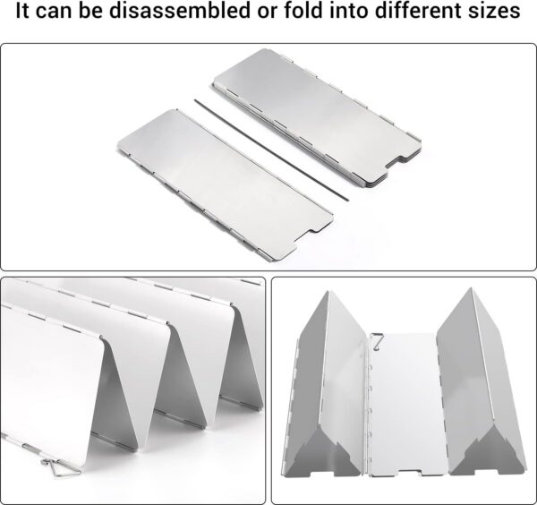 6288d013e7225271 Camp Stove Windscreen, Ohuhu Camping Stove Windscreen 8/10/12 Plates Aluminum Folding Portable Camping Stove Windshield Grill Wind Screen for Camp with Carry Bag for Camping Hiking Picnic Backpacking