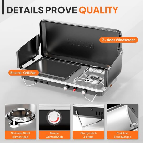 628e8ae86000a00c ROVSUN 2-in-1 Portable Camping Stove with Grill