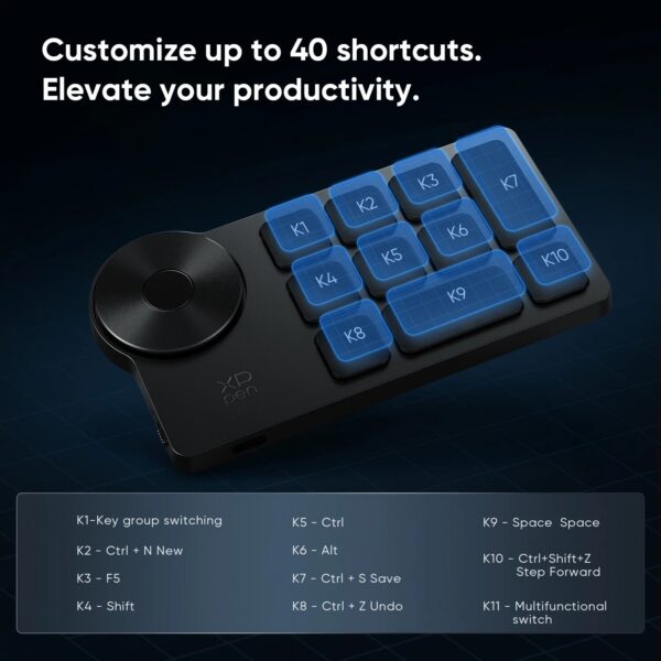 XPPen Wireless Shortcut Remote Express Key Bluetooth 5.0 Customizable shortcut keys for Graphic Tablet Pen Display Monitor