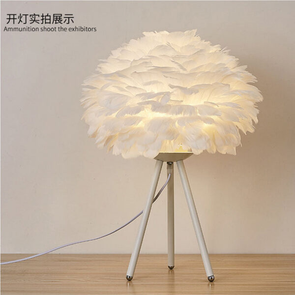 New feather ins Nordic bed decorated gold triangle bedroom led lamp