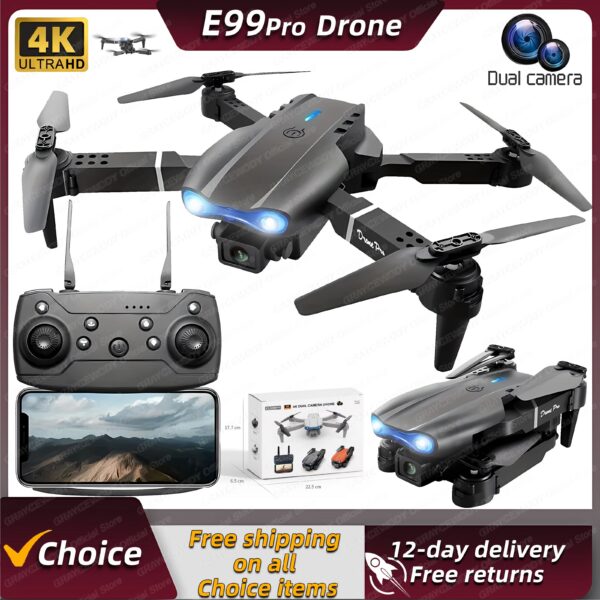 62a6190860e682b3 New E99Pro Drone 4K Professinal With Wide Angle Dual HD Camera Foldable RC Helicopter 5G WIFI FPV Height Hold Apron Sell