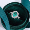 Exquisite Paraiba Green High Carbon Diamond Sterling Sier Ring for Women Double Crystal Anniversary Gift Party Jewelry