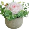 62c492d0c95cf722 Artificial Flowers Kit with Pot, Combination of Fake Silk Burgundy Red Roses and Greenery,Small Plant Potted Decor for Offices,Bookshelf,Bedroom, Living Room,Party,Wedding Decorations…