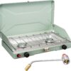VANSTON 2-Burner Propane Camping Stove, 20,000 Total BTUs, Wind Guards, Adjustable Burners, Instant Push-Button Ignition, Suitable for Backyard BBQs, Beach Cookouts, Tailgating