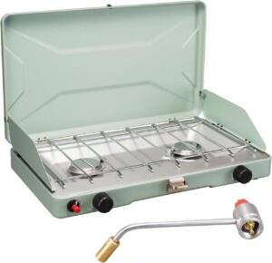 62c673a809ff39cf VANSTON 2-Burner Propane Camping Stove, 20,000 Total BTUs, Wind Guards, Adjustable Burners, Instant Push-Button Ignition, Suitable for Backyard BBQs, Beach Cookouts, Tailgating