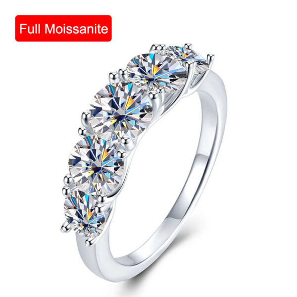 5 Stones 3.6cttw Full Moissanite Rings For Women S Sterling Sier Row Ring Plate Sparkling Diamond Wedding Bands Jewelry