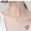 62d80cfade2aa0ce Jkeli Sterling Sier Simple Round Shiny CZ Choker AAA Zircon Pendant 14K Necklace For Women Gift Engagement Fine Jewelry