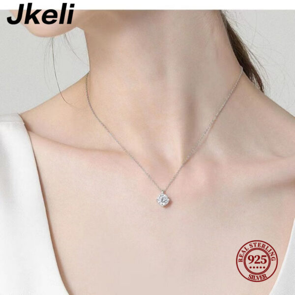 62d80cfade2aa0ce Jkeli Sterling Sier Simple Round Shiny CZ Choker AAA Zircon Pendant 14K Necklace For Women Gift Engagement Fine Jewelry