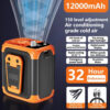 Mini high-speed waist fan, bladeless USB hanging neck fan, outdoor multifunctional mobile power lighting digital display fan
