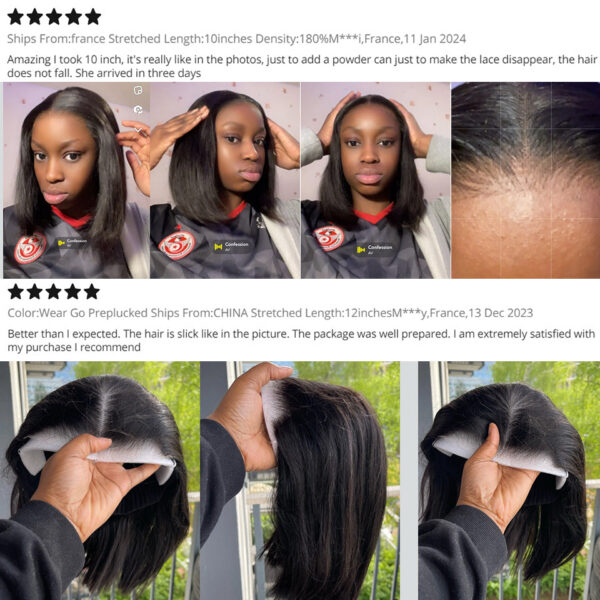 6328be80f0ffc79e ISEE HAIR Wear And Glueless Hair Wig HD Straight Short Bob 6x4 Lace Frontal Pre Plucked Human Wigs Ready To Go