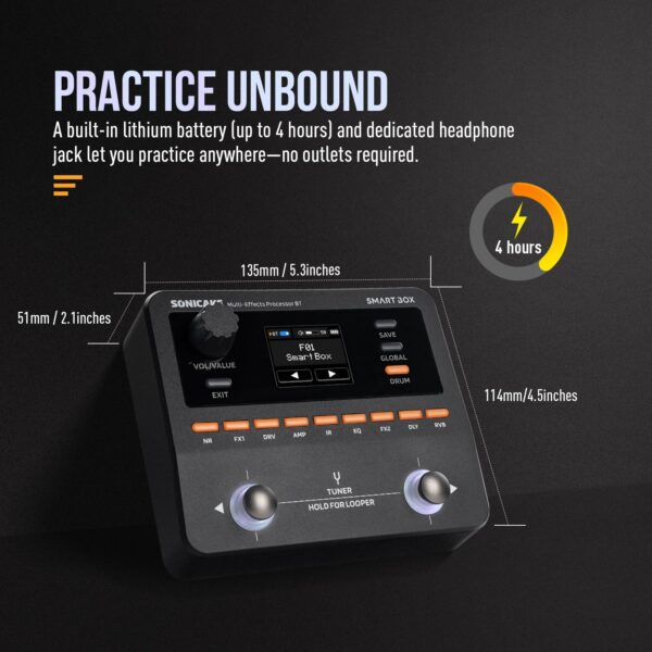 SONICAKE Smart Box Multi-Effects Processor for Guitar Bass 130+ Effects NAM/IR Support, Looper, Built-in Tuner/Metronome QME-20