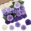 N&T NIETING Artificial Flowers, 25Pcs Fake Flowers Roses Perfect for DIY Wedding Bouquets Centerpieces Bridal Shower Party Home Flower Arrangement Decorations, Rainbow Color