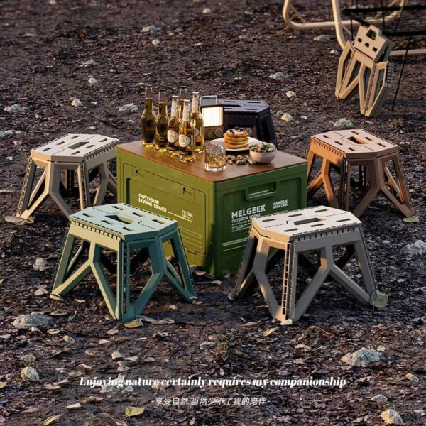 Camping storage trunk organizer, picnic camping box, car folding outdoor bench and chopping board