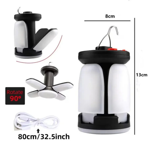63409957fa6c9217 LED Camping Lantern 4500mAh Solar Hanging Night Lamp 1000LM Folding 90 Rotating Base USB Charging IPX4 Waterproof for Fishing