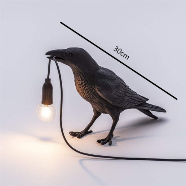 The Gothic Lamp,Cute Black Raven Desk Light with USB Line,Unique Resin Halloween Crow for Table Decor,Goth Decor,Black Bird Decor, Art Decor,Home Decor,Living Room,Bedroom (2 Bulbs)