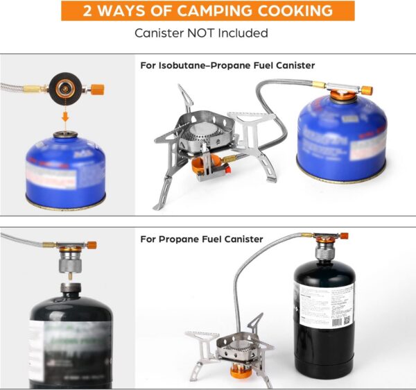 6364945f522664b7 Odoland 3500W/6800W Windproof Camp Stove Camping Gas Stove with Fuel Canister Adapter, Piezo Ignition, Carry Case, Portable Collapsible Stove Burner for Outdoor Backpacking Hiking and Picnic