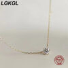 637be9ccd1964288 LGKGL Sterling Sier Sparkling Clavicle Chain Choker Simple 5A Zircon Gypsophila Pendant Necklace For Women