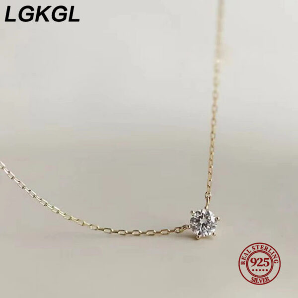637be9ccd1964288 LGKGL Sterling Sier Sparkling Clavicle Chain Choker Simple 5A Zircon Gypsophila Pendant Necklace For Women