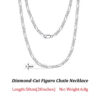 Rinntin Sterling 3.3mm Diamond-Cut Figaro Chain For Men Women Fashion Sier Necklace Jewelry SC34
