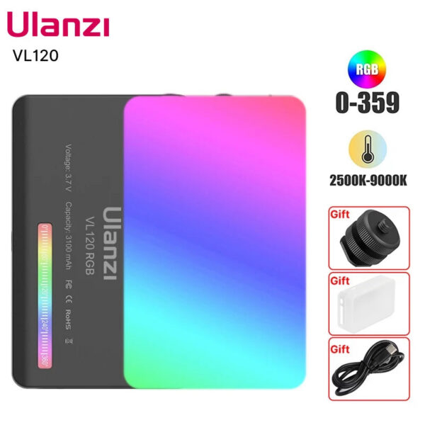 6393fe1ae2166c2d Ulanzi VL120 Full Color RGB Video Light 2500K-9000K LED Photography Lighting Dimmable Camera Light Live Vlog Fill Light