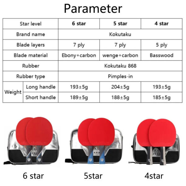 6399113b4fb3bb38 KOKUTAKU ITTF professional 4/5/6 Star ping pong racket Carbon table tennis racket bat paddle set pimples in rubber with bag