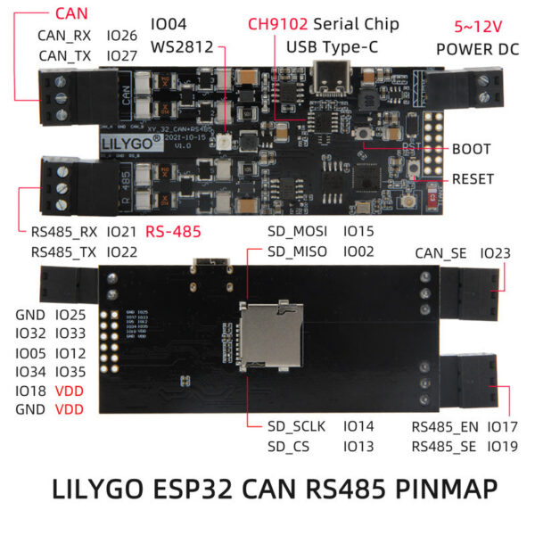 63b27a52366be1dd LILYGO® TTGO T-CAN485 ESP32 CAN RS-485 Supports TF Card WIFI Bluetooth Wireless IOT Engineer Control Module Development Board