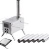63b2a12bfe415266 MC TOMOUNT Tent Stove Portable Wood Burning Stove 304 Stainless Steel for Camping Hunting 6feet Pipes Included