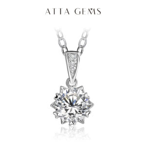63cbcb0353c91c6e 1 Carat Round Brilliant Cut D Color Pendant Sier Moissanite Diamond Test Past White Gemstone Necklace