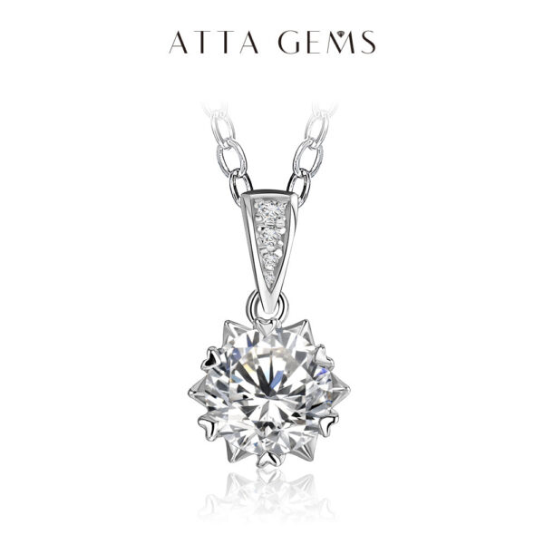 1 Carat Round Brilliant Cut D Color Pendant Sier Moissanite Diamond Test Past White Gemstone Necklace