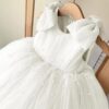 2024 New Children‘s Princess Ball Gown Bow Pearls Mesh Design Kids Wedding Birthday Baptism Party Girls Sleeveless Dresses A3661