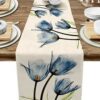 63d486ddf67d902d Tulip Linen Rustic Farmhouse Style Runner 13X70 Inch,Kitchen Dining Table Decoration for Indoor Outdoor Home