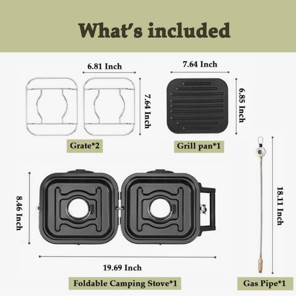 Naturehike 2-in-1 Gas Camping Stove, Frying Pan, Stove with Adjustable Burners, 88.18 oz, Carrying Handle, Portable, Iron SkilletPerfect for Camping & Hiking, Emergency Cooking
