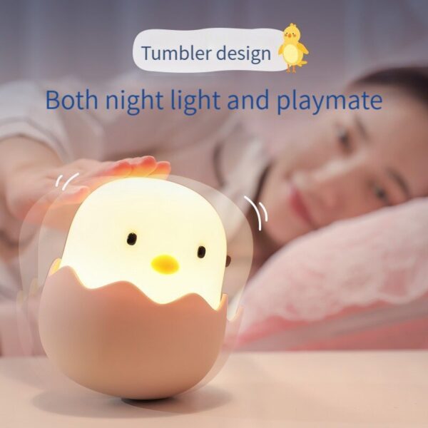 USB Touch LED Rechargeable Dimmable Cartoon Night Warm Brighess Adjustment Creative Eggshell Bedroom Ambient Light